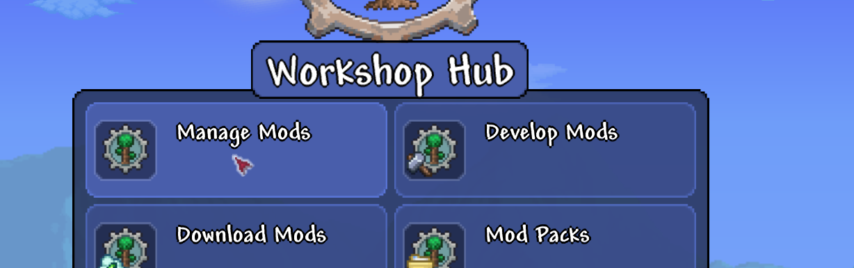 Manage Mods menu item highlighted in game