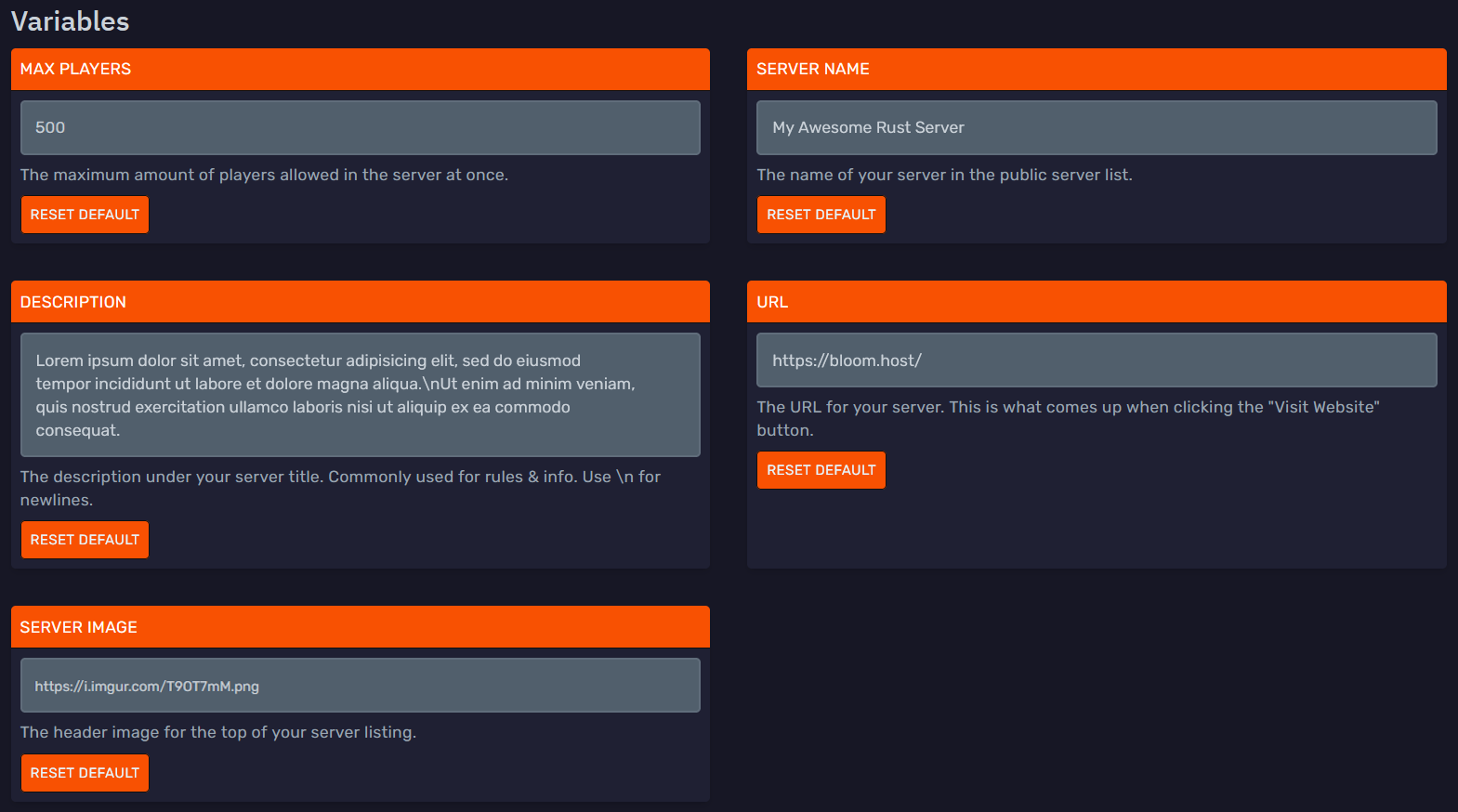 Startup variables in the DuckPanel